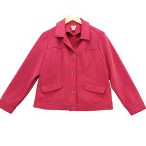 Chicos Size 2 L Pink Sueded Finish Brushed‎ Jacket